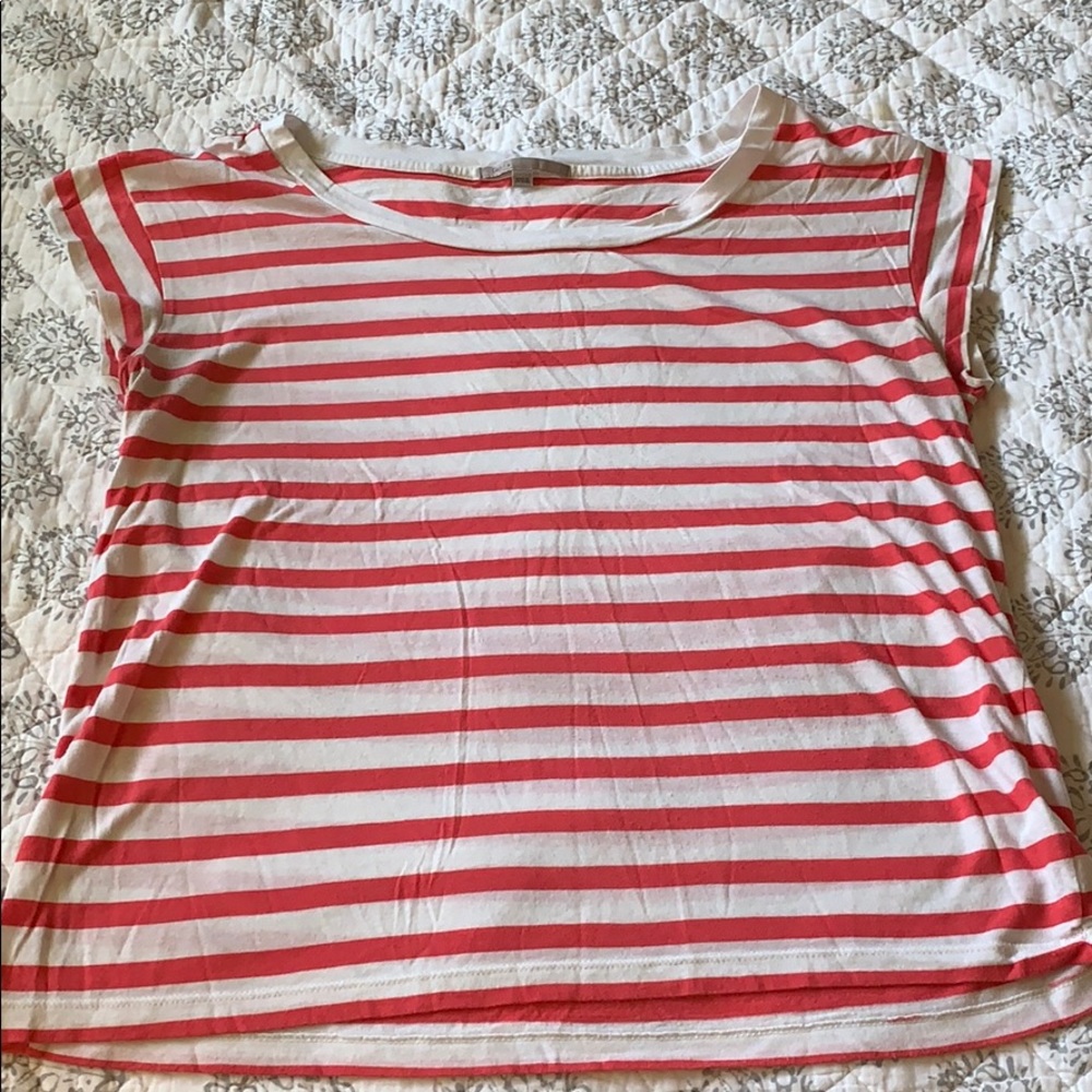 Gap-white and coral stripe tee